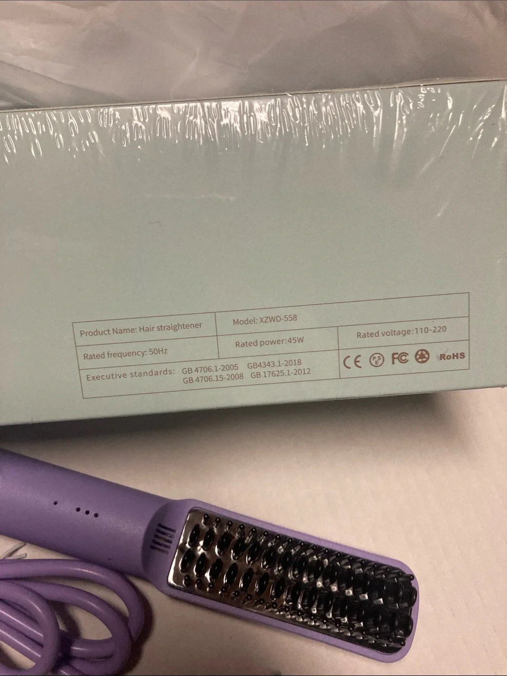 Xuanze Purple Heated Hair Straightening Brush for Women